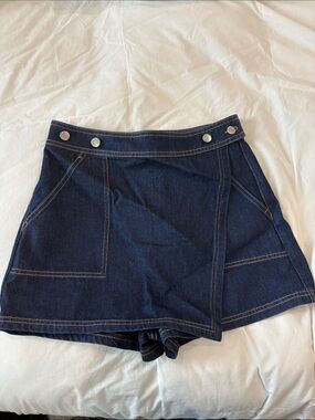 Veronica Beard Dark Indigo Denim Skort with Snap Waist